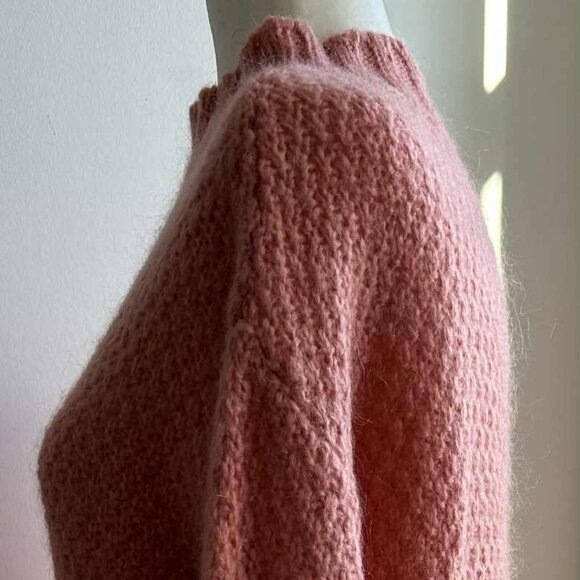 Massimo Dutti Coral Rose Mohair-Blend Textured Knit Mock-Neck Sweater – US XS - Picture 7 of 11